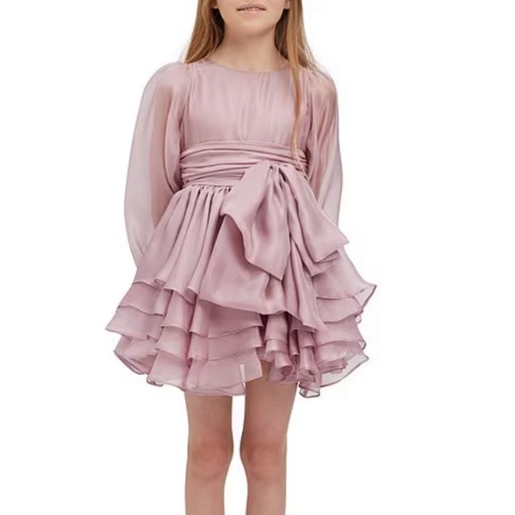 Bardot Junior Girls Blouson Sleeve Enya Organza Fit-And-Flare Dress